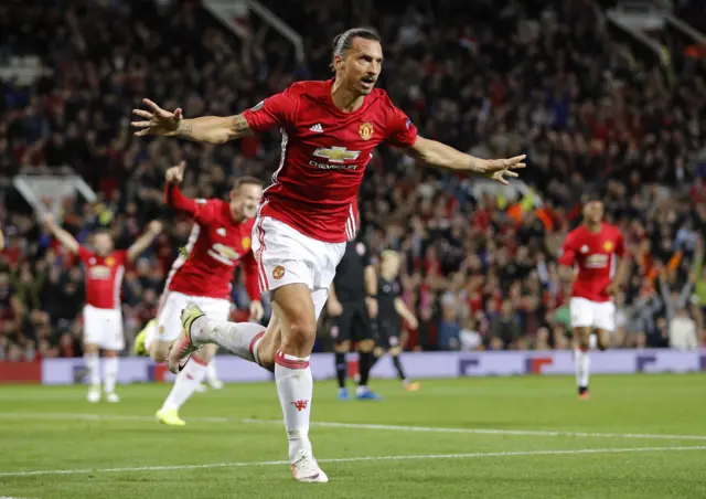 Zlatan Ibrahimovic celebrates