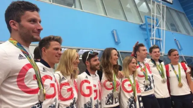 Scottish Olympians arrive at a homecoming ceremony in the new national performance centre, Oriam, at Heriot Watt University