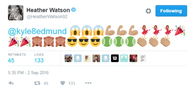 Heather Watson tweet