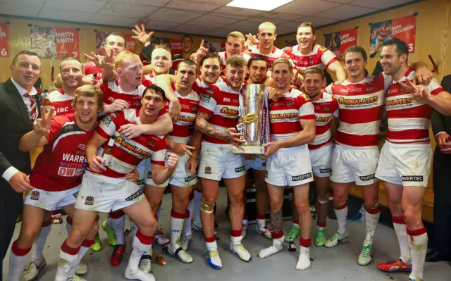 Wigan celebrating after their 2013 success against Warrington