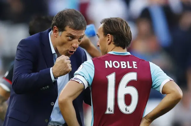 West Ham manager Slaven Bilic (left) and captain Mark Noble