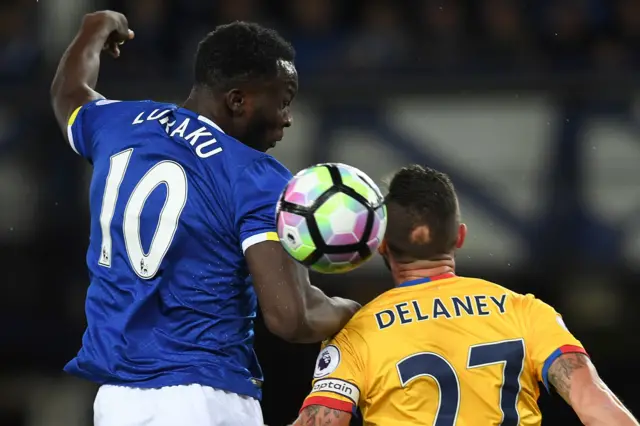 Romelu Lukaku and Damien Delaney