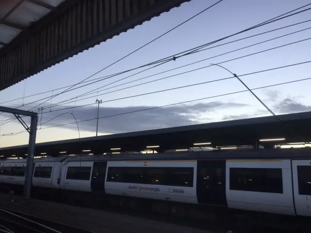 Broken overhead wires at train station