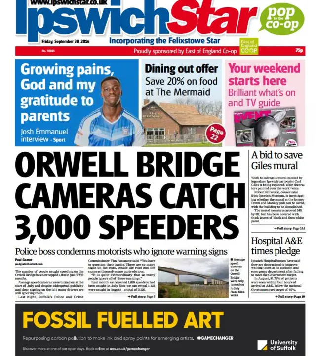 Ipswich Star front page