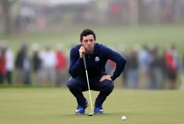 Rory McIlroy on the green