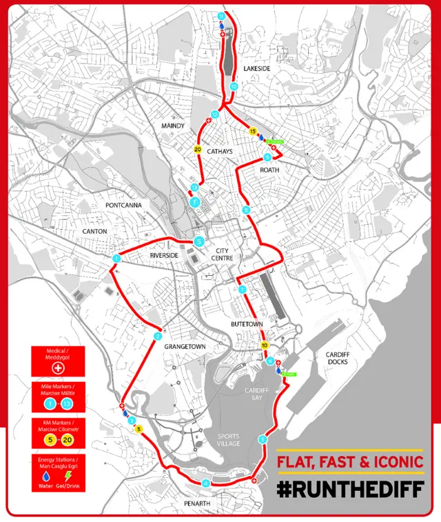 Cardiff Half Marathon course map