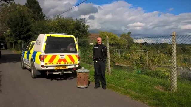 Police with incinerator