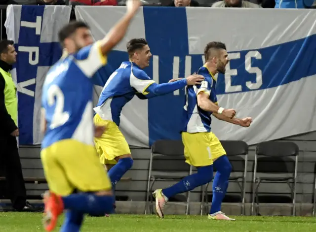 Kosovo celebrate their first international goal