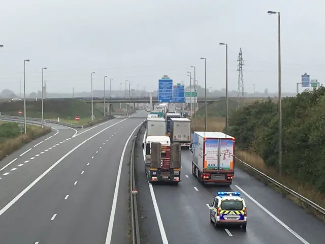 Lorries queuing in Calais