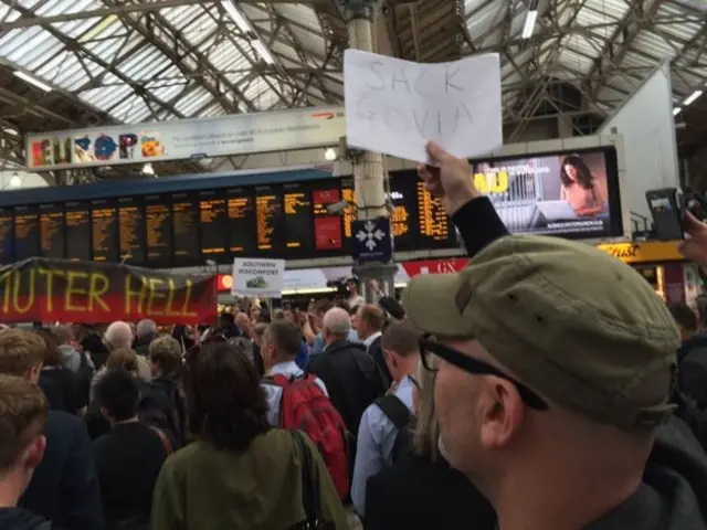 Passengers protesting at London Victoria