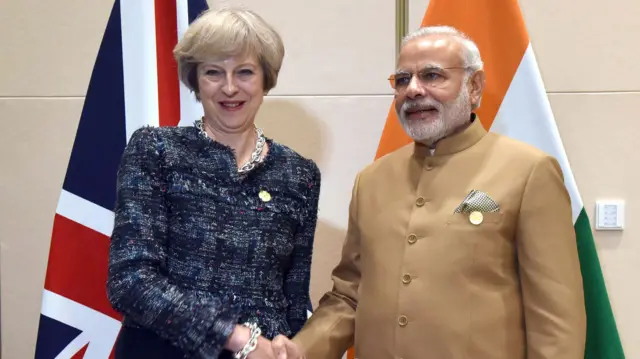 Theresa May and India Prime Minister Narendra Modi