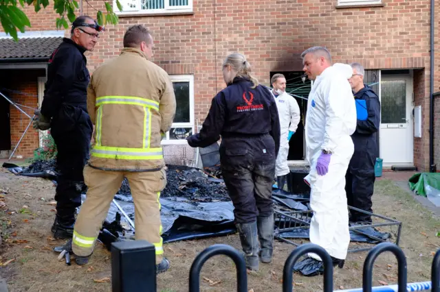 Investigators at fire at Rochdale Way, Colchester