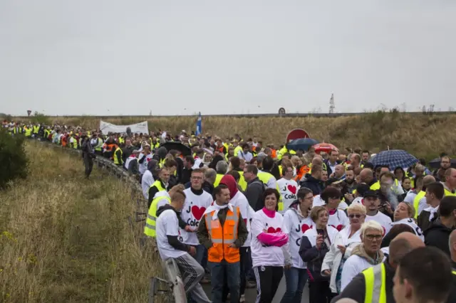 French businesses owners and locals blockade the main road into the Port of Calais