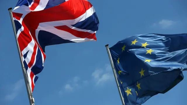 Union Jack and EU flags