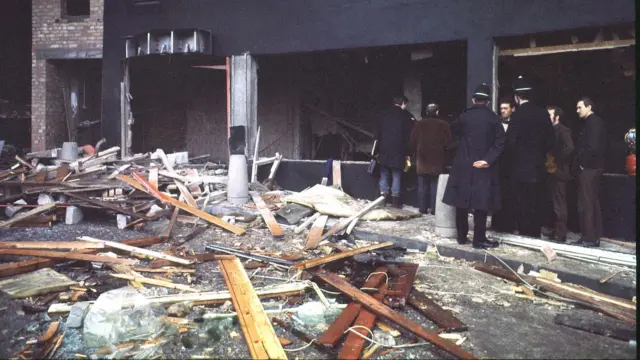 Aftermath of Birmingham pub bombing in 1974