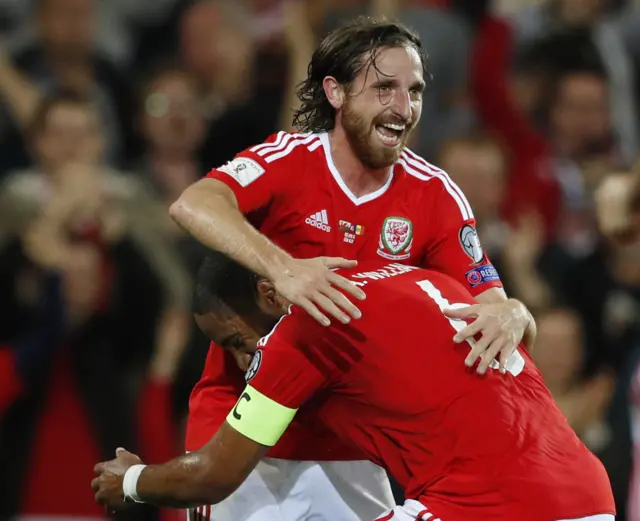 Joe Allen celebrates