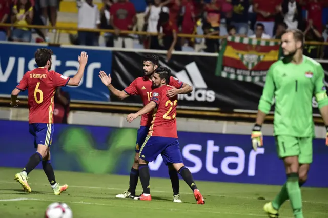 Diego Costa celebrates his second goal