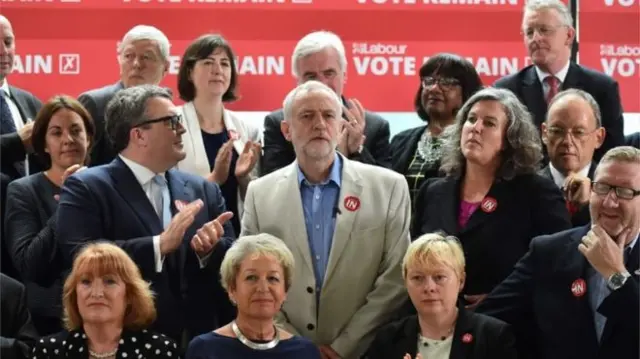 Jeremy Corbyn with former shadow cabinet members