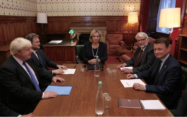 Polish/British government ministerial meeting featuring Boris Johnson, Amber Rudd, Witold Waszczykowski and Mariusz Błaszczak