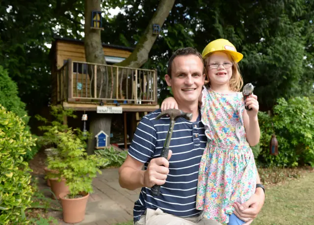 Matthew Jennings with Ruby at the treehouse