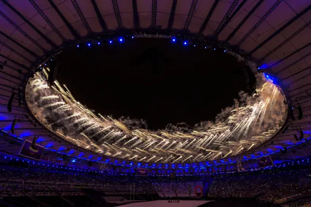 The Maracana lit up for the opening ceremony