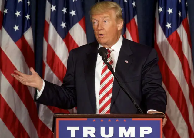 Donald Trump delivers a speech at The Union League of Philadelphia