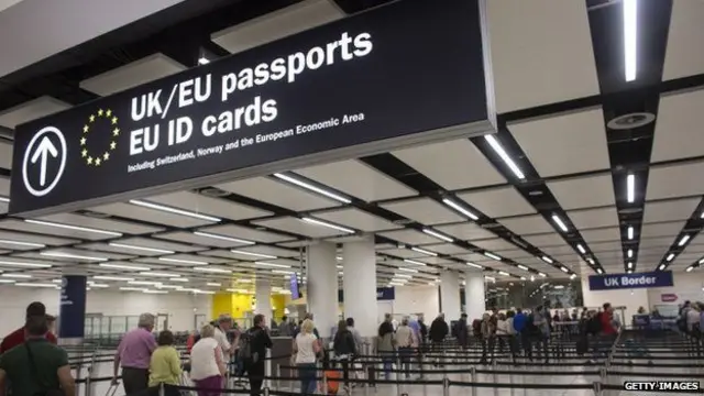 A passport control at an airport