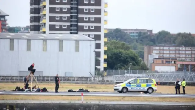 Protestors on runway at London City Airport