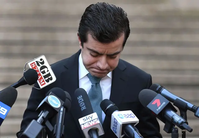 Australian Labor Party's Senator Sam Dastyari fronts the media in Sydney on September 6, 2016, to make a public apology