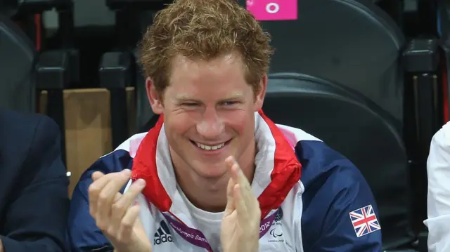 Prince Harry applauding at the 2012 Paralympic Games