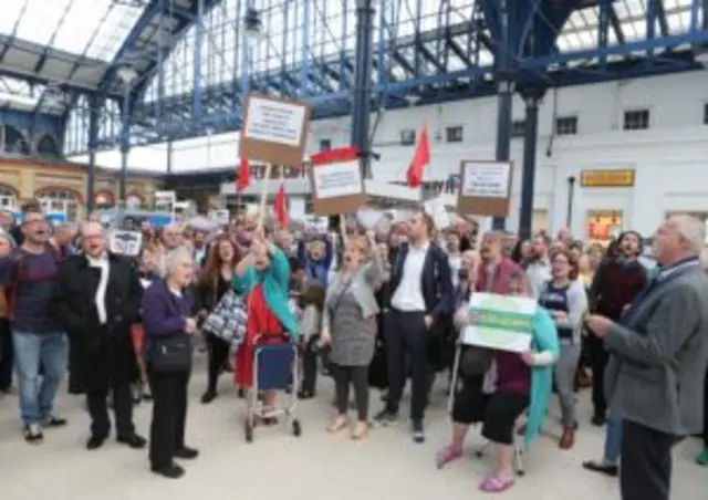 Protesters at Brighton station