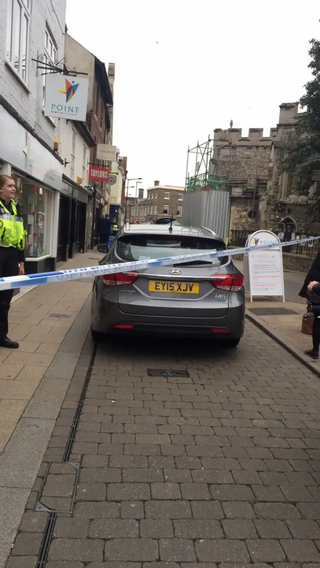 Market Square police cordon in Huntingdon