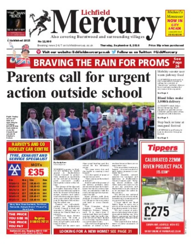 Lichfield Mercury front page