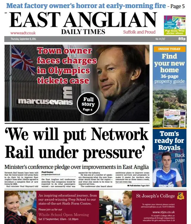 Front page of east edition of EADT