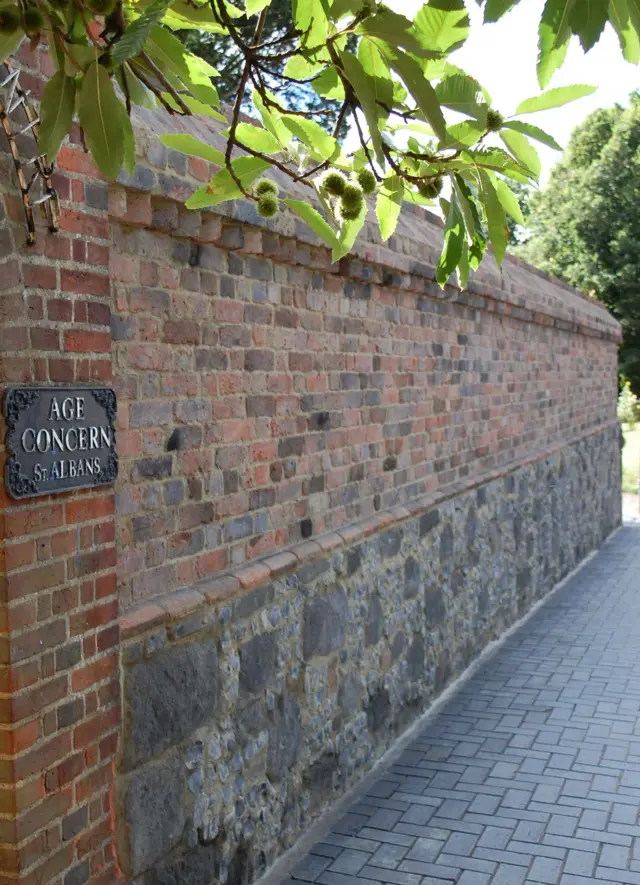 Re-built brick wall