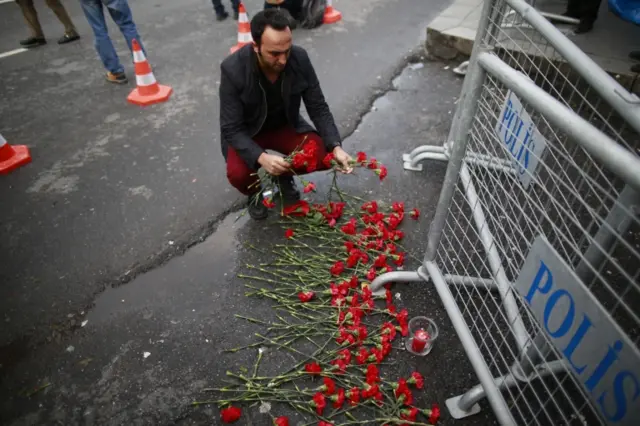 man with flowers