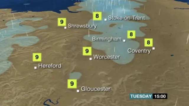 Tuesday's weather forecast