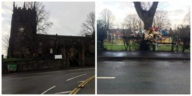 St. Edwards Church,Leek and floral tribute picture