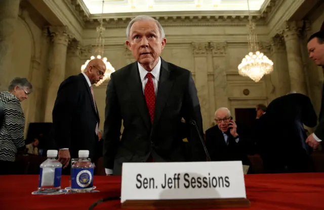 Senator Jeff Sessions during his Senate Judiciary Committee hearing.