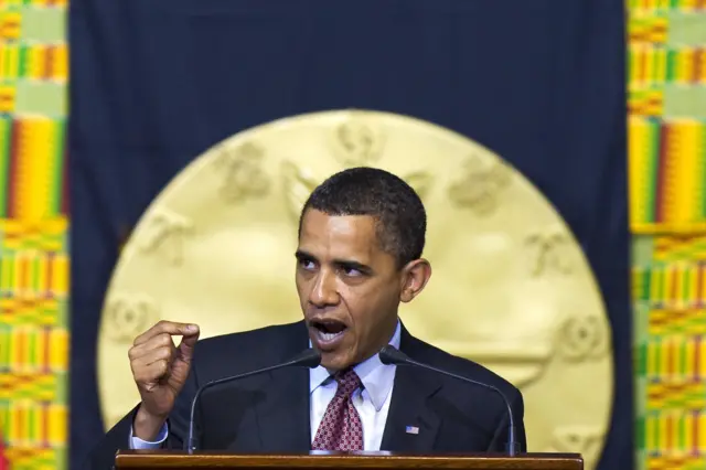 Obama speaks at Ghana's Parliament in Accra on July 11, 2009.