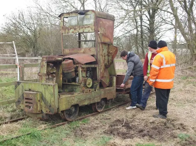 Old locomotive in a field