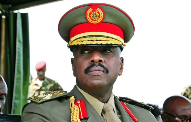 The son of Uganda's President Yoweri Museveni, Major General Muhoozi Kainerugaba attends a ceremony in which he was promoted from Brigadier to Major General at the country's military headquarters in Kampala on May 25, 2016.