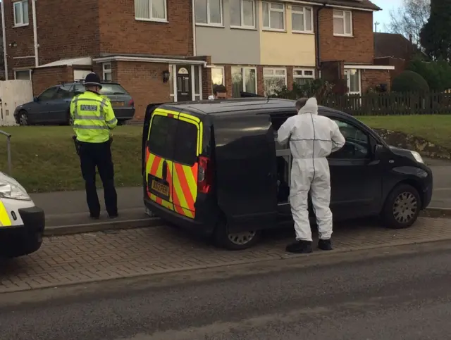 Forensic team outside the house in Henley Green