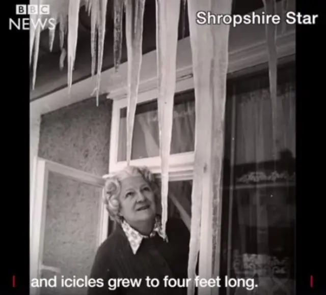 Icicles were longer than 4ft when the weather was 23C in Shropshire in 1982