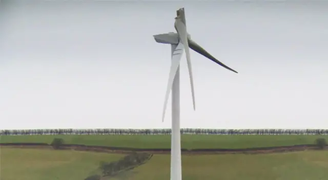 Broken wind turbine