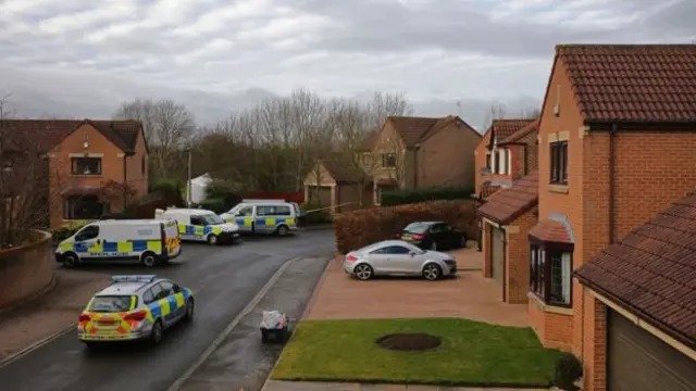 Police cars and vans in York