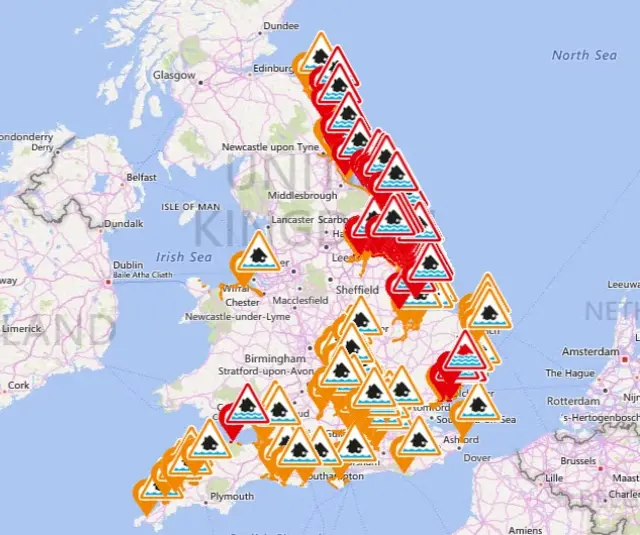 Flood map of eastern England.