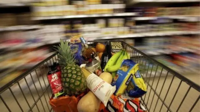 Shopping trolley full of food