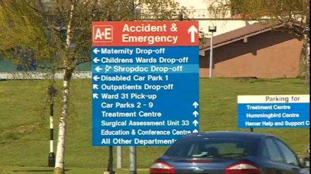 Princess Royal Hospital A&E sign, Telford