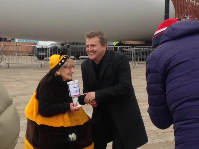 Bee lady and Aled Jones